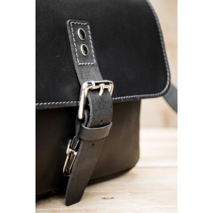 SAC CUIR NOIR  | Petit messager 